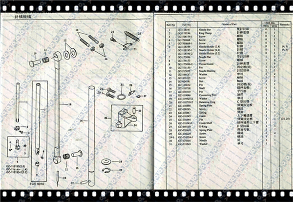 GC 9910/9920 POST BED MACHINE PARTS