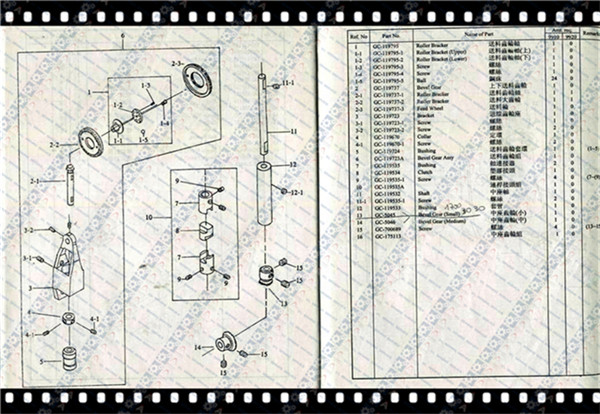 GC 9910/9920 POST BED MACHINE PARTS