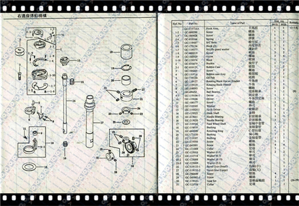 GC 9910/9920 POST BED MACHINE PARTS